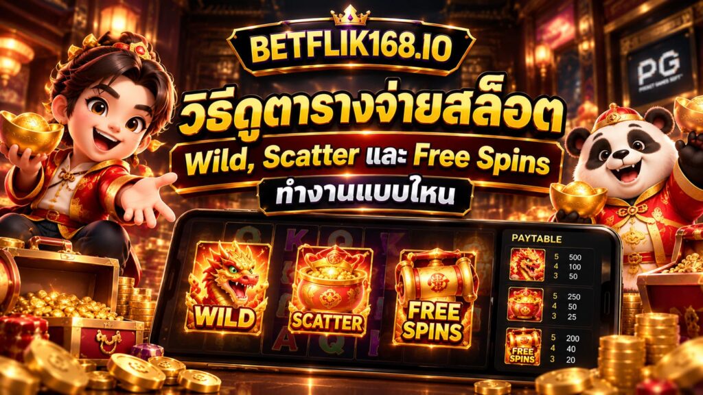 วิธีดูตารางจ่ายสล็อต Wild, Scatter และ Free Spins ทำงานแบบไหน
